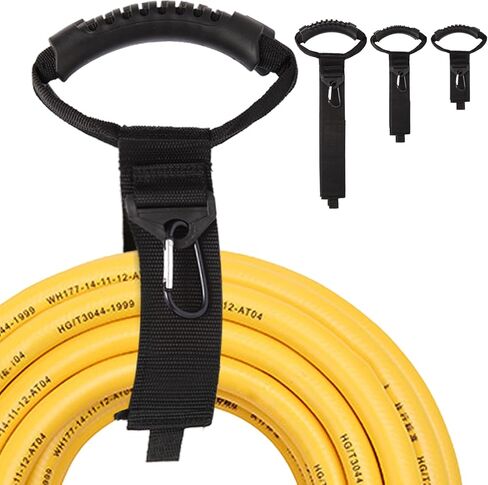 3 in 1 Storage Straps, Jumpso Heavy Duty Straps 2 inch Wide Hose Organizer with Handles, Triangular, Carabiner Buckle, 13inch / 22inch / 28inch Carrying Strap for Workshop Garden in Kuwait