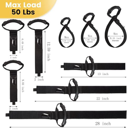 3 in 1 Storage Straps, Jumpso Heavy Duty Straps 2 inch Wide Hose Organizer with Handles, Triangular, Carabiner Buckle, 13inch / 22inch / 28inch Carrying Strap for Workshop Garden in Kuwait