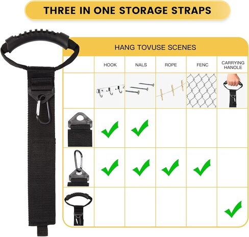 3 in 1 Storage Straps, Jumpso Heavy Duty Straps 2 inch Wide Hose Organizer with Handles, Triangular, Carabiner Buckle, 13inch / 22inch / 28inch Carrying Strap for Workshop Garden in Kuwait