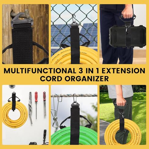 3 in 1 Storage Straps, Jumpso Heavy Duty Straps 2 inch Wide Hose Organizer with Handles, Triangular, Carabiner Buckle, 13inch / 22inch / 28inch Carrying Strap for Workshop Garden in Kuwait