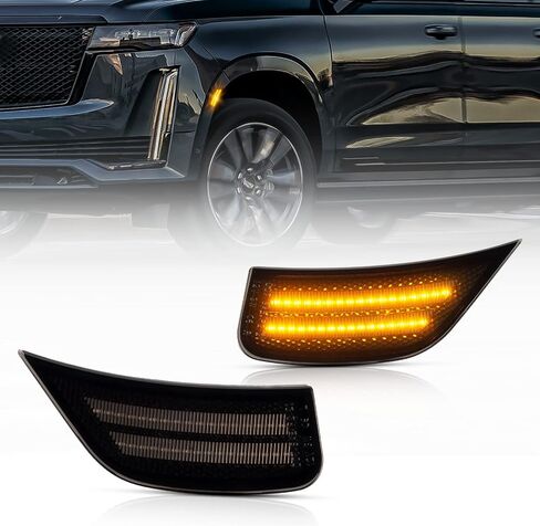 Gempro LED أضواء العلامات الجانبية ل 2021-2023 يوكون XL دينالي تاهو سوبربان إسكاليد ESV مصابيح إشارة بيضاء عدسة مدخنة، 2 قطعة in Saudi Arabia