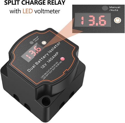 طقم عازل بطارية مزدوج ذكي 12 فولت 140 أمبير مع شاشة LED، طقم مرحل حساس للجهد VSR للشاحنة، سيارات الدفع الرباعي، RV، ATV، UTV، القارب in Kuwait