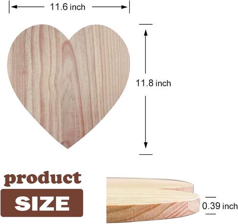 Geegle Natural Heart Wood Slices for Crafts (11.8 Inches), Unfinished Wood Heart Cutouts Shapes for DIY Painting and Wedding Decorations.Wood Signs for Crafts .(2PCS) in Saudi Arabia