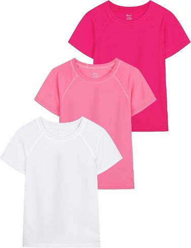 تي شيرت سباحة من Poroka 3 قطع للفتيات والأطفال الصغار بعامل حماية من الأشعة فوق البنفسجية 50+ Rashguard قصير الأكمام للسباحة في الهواء الطلق ملابس سباحة لركوب الأمواج in Kuwait