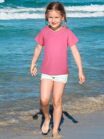 تي شيرت سباحة من Poroka 3 قطع للفتيات والأطفال الصغار بعامل حماية من الأشعة فوق البنفسجية 50+ Rashguard قصير الأكمام للسباحة في الهواء الطلق ملابس سباحة لركوب الأمواج in Kuwait