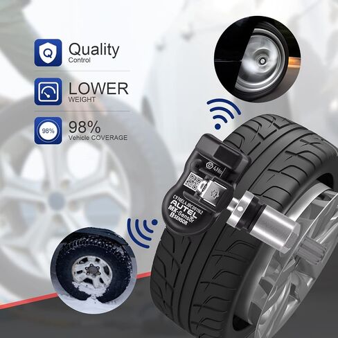 مستشعر Autel TPMS مستشعر ضغط الإطارات MX-Sensor 1-مستشعر 315 ميجا هرتز + 433 ميجا هرتز مزدوج التردد مستشعر استبدال الإطارات مستشعرات TPMS عالمية قابلة للبرمجة لضغط الإطارات (اضغط على الصمامات المعدنية، 4 قطع) in Kuwait
