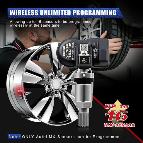 مستشعر Autel TPMS مستشعر ضغط الإطارات MX-Sensor 1-مستشعر 315 ميجا هرتز + 433 ميجا هرتز مزدوج التردد مستشعر استبدال الإطارات مستشعرات TPMS عالمية قابلة للبرمجة لضغط الإطارات (اضغط على الصمامات المعدنية، 4 قطع) in Kuwait