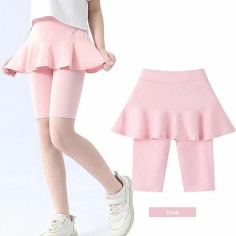 Coralup Girls' Knee Length Shorts with Skirt Capri Leggings Kids Summer Casual Sports Shorts 3-11 Years in Saudi Arabia