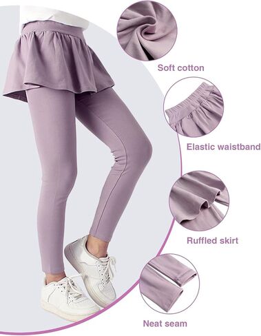 LOLANTA Girls Leggings with Skirt School Uniform Pants Kids Casual Stretchy Pleated Pantskirt for 5-12 Years in Saudi Arabia