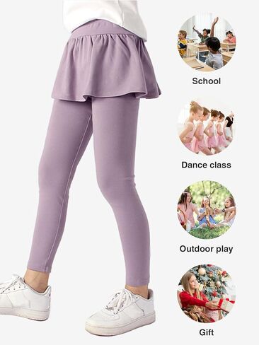 LOLANTA Girls Leggings with Skirt School Uniform Pants Kids Casual Stretchy Pleated Pantskirt for 5-12 Years in Saudi Arabia