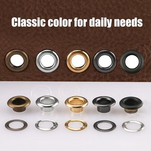 SUPERFINDINGS 100 Sets 3 Sizes Metal Grommets Eyelets Rainbow Color Round Eyelets Brass Bag Making Grommets Eyelet Rivets for Leather Clothes Belt Shoe Crafts DIY in Saudi Arabia