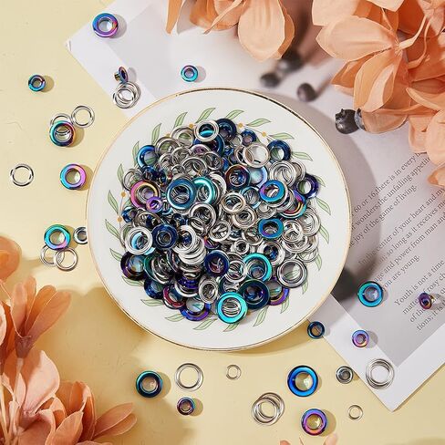 SUPERFINDINGS 100 Sets 3 Sizes Metal Grommets Eyelets Rainbow Color Round Eyelets Brass Bag Making Grommets Eyelet Rivets for Leather Clothes Belt Shoe Crafts DIY in Saudi Arabia