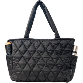Chic Accents Puffer Tote Bag for Women - Lightweight Quilted Totebag with Pockets - Water Resistant, Puffy, Padded Design - Stylish Travel or Everyday Bag for Work, Gym, School or Mom Life in Saudi Arabia