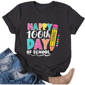 100th Day of School Shirt for Women Teacher Graphic T-Shirt Funny Teach Short Sleeve Tee Tops in Saudi Arabia