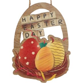 Wooden Easter Door Decorations, Colorful Eggs Bunny Easter Door Sign with Rope, Door Decorations Hanging, Wall Decor for Spring Holiday Front Door Window Wall Indoor Outdoor (Egg) in Saudi Arabia