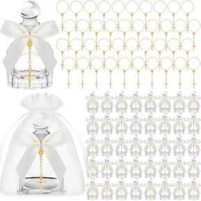 Chuangdi 24 يضع زجاجات المياه الكاثوليكية المقدسة معمودية العميد للضيوف الزجاجات المسيحية الكاثوليكية مع أكياس سوار الصليب الذهب in Kuwait