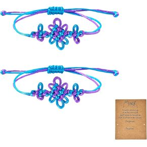 3 Pieces Purple and Blue Knot Bracelets for Women with Spirit Card Adjustable Braided Friendship Bracelets in Saudi Arabia