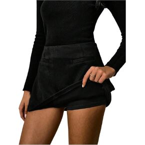 Floerns Women's Dressy Casual Faux Suede Skirt Fall Outfit Winter Mini Skirt with Underneath in Kuwait