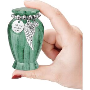 Memorials Small Urns for Human Ashes Keepsake Aluminum Mini Urns for Ashes with Angel Wing Charm Decorative Burial Urn Funeral Cremation Urns for Women and Men in Kuwait