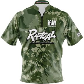 قميص بولينج مصبوغ بشعار Infusion (ياقة وشاح) - تصميم I AM Bowling Fun 2053-RD - جذري - Army CAMO (3X-Large) in Kuwait
