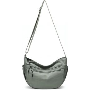 Multi-Pocket Nylon Crescent Crossbody Bag for Women,Sling Trendy Lightweight Medium Hobo Shoulder Bag with Adjustable Strap in Saudi Arabia