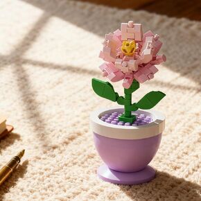 Micro-Orchid Building Set with Display Pot, Botanical Sculpture Collection for Home and Office Decor, Adult Microblocks Construction Project for Floral Display and Interior Decoration(Carnation) in Saudi Arabia