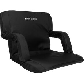 Home-Complete Chair Set of 2 Stadium Seat 2-Pack-Bleacher Cushion Set with Padded Back Support, Armrests, 6 Reclining Positions, and Portable Carry Straps, Regular - 2 Pack, Black in Kuwait