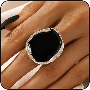 Black Rings for Women Chunky Statement Rings for Women Big Black Stone Ring Large Thick Cocktail Signet Ring Chunky Jewelry in Saudi Arabia