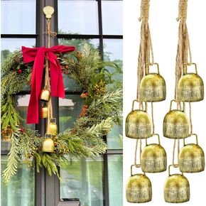 مجموعتان من 4 أجراس بقرة معدنية ريفية للكريسماس، أجراس حديدية عتيقة لعيد الميلاد مع حبل لشجرة عيد الميلاد وديكور إكليل الحديقة in Kuwait