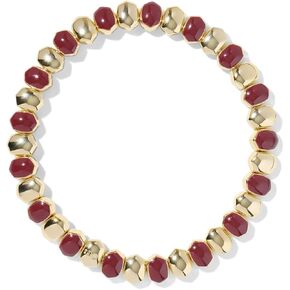 Kendra Scott, Women's, Daphne Enamel Stretch Bracelet, Gold Burgundy Enamel, One Size in Kuwait