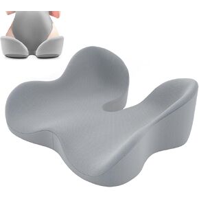 وسادة مقعد من إسفنج الذاكرة لدعم ناعم - وسادة واسعة للعاملين في المكاتب ذات الورك العريض، وسائقي السيارات - عرق النسا، وسادة لتخفيف آلام عظم الذنب، ووسادة كرسي المكتب ووسادة مقعد السيارة (رمادي) in Kuwait