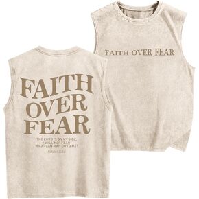 Faith Over Fear Boys Tank Tops Kids Christian Graphic Sleeveless Undershirts Boy Muscle Shirts Acid Wash Tanktops in Saudi Arabia