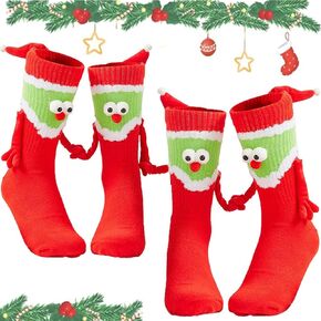 2 Pairs Novelty 3D Hand Holding Socks Christmas Stockings, Funny Holiday Couple Silly Gift in Saudi Arabia