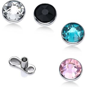 XUU Dermal Piercing Jewelry Set Titanium 14G - 4 Multi-Color Gems Dermal Tops (3/4/5mm) – Surface Skin Jewelry for Face & Body, Base Microdermals Piercing for Women Men in Saudi Arabia