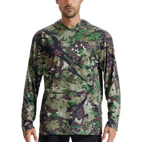 Camo Hoodie Long Sleeves Hunting Shirts for Men Quick Dry UPF 50+ Hiking Fishing Shirt with Hood in Kuwait
