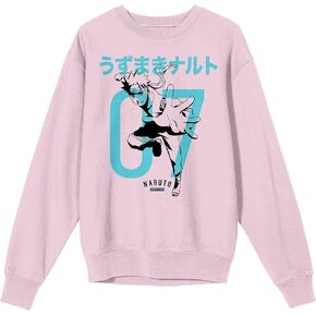 Bioworld Naruto Shippuden Naruto Kanji Crew Neck Long Sleeve Cradle Pink Adult Sweatshirt in Kuwait