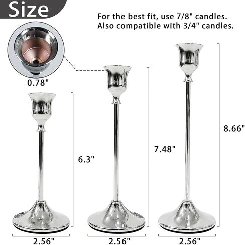 Candlestick Holders 2 Set(6 PCS), Taper Candlestick Holders for Party, Home Decor, Dining, Festival, Wedding Decorations in Saudi Arabia