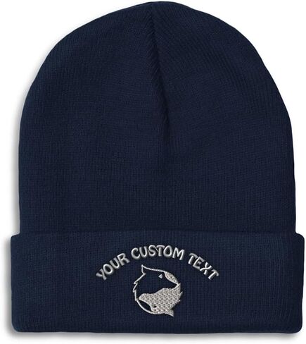 Custom Beanies for Men Yin Yang Wolf Silver Embroidery Skull Cap Winter Hats for Women Acrylic One Size in Saudi Arabia