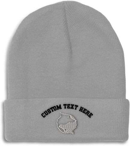 Custom Beanies for Men Yin Yang Wolf Silver Embroidery Skull Cap Winter Hats for Women Acrylic One Size in Saudi Arabia