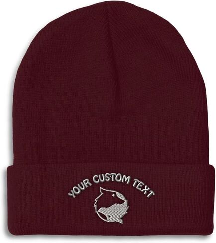 Custom Beanies for Men Yin Yang Wolf Silver Embroidery Skull Cap Winter Hats for Women Acrylic One Size in Saudi Arabia