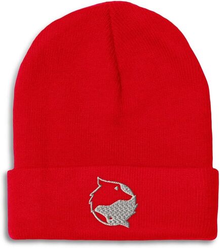 Custom Beanies for Men Yin Yang Wolf Silver Embroidery Skull Cap Winter Hats for Women Acrylic One Size in Saudi Arabia