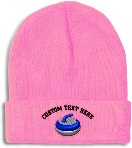Beanies for Men Sport Curling Stone Gear Embroidery Skull Cap Winter Hats for Women Acrylic One Size in Saudi Arabia