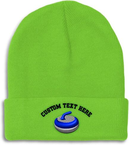 Beanies for Men Sport Curling Stone Gear Embroidery Skull Cap Winter Hats for Women Acrylic One Size in Saudi Arabia