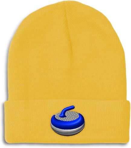 Beanies for Men Sport Curling Stone Gear Embroidery Skull Cap Winter Hats for Women Acrylic One Size in Saudi Arabia