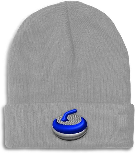 Beanies for Men Sport Curling Stone Gear Embroidery Skull Cap Winter Hats for Women Acrylic One Size in Saudi Arabia