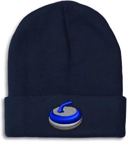 Beanies for Men Sport Curling Stone Gear Embroidery Skull Cap Winter Hats for Women Acrylic One Size in Saudi Arabia