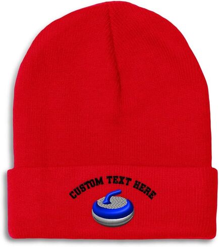 Beanies for Men Sport Curling Stone Gear Embroidery Skull Cap Winter Hats for Women Acrylic One Size in Saudi Arabia