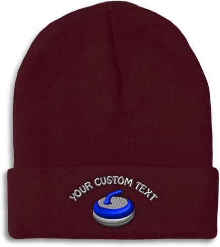 Beanies for Men Sport Curling Stone Gear Embroidery Skull Cap Winter Hats for Women Acrylic One Size in Saudi Arabia