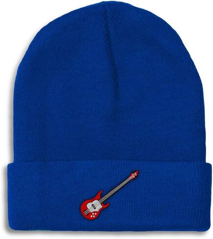 Beanies for Men Bass Guitar A Embroidery Skull Cap Winter Hats for Women Acrylic One Size in Saudi Arabia