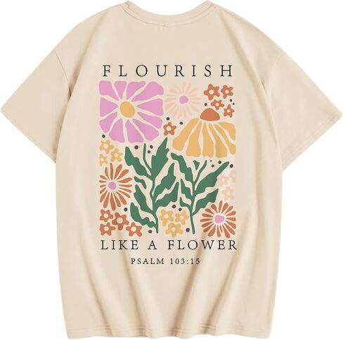 KEEVICI Cute Christian Flower Shirts for Girls Kids Graphic Tees Bible Verse Jesus Shirt Faith Inspirational Cotton Tshirt in Kuwait